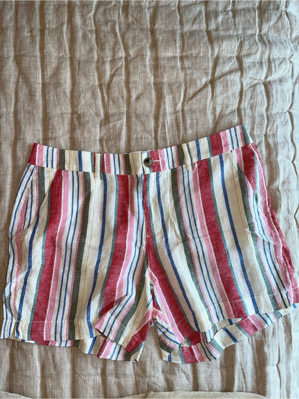 Old Navy Shorts 12 Linen-Blend Bermuda Shorts Multi-Color Striped - Picture 3 of 7
